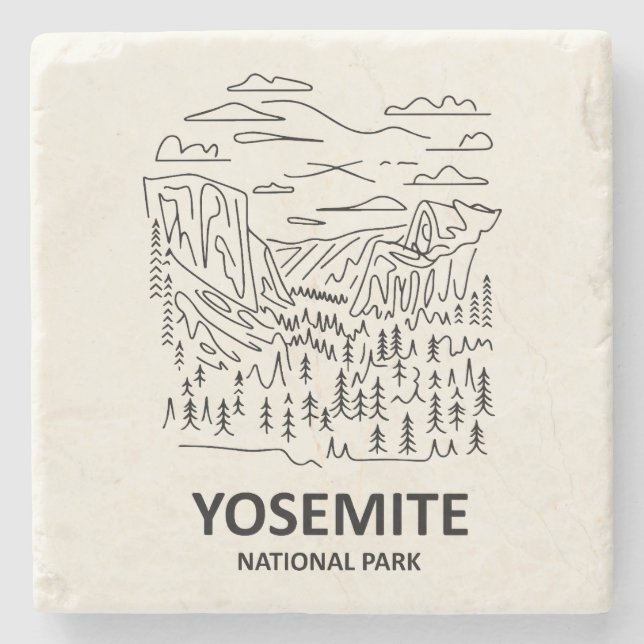 Yosemite National Park Line Art Stone Coaster (Front)