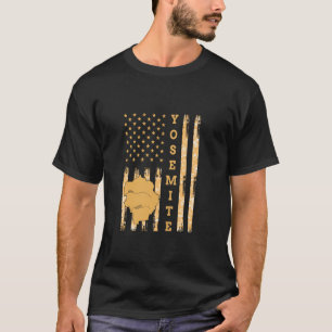 Yosemite National Park Map America USA Flag  T-Shirt