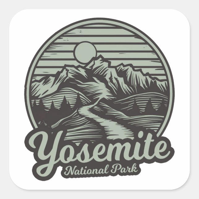 Yosemite National Park Mountain Trail Square Sticker (Front)
