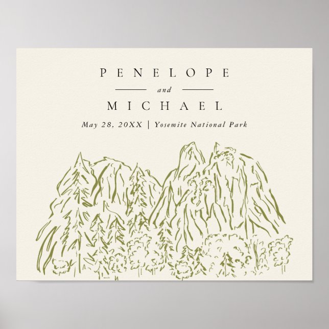 Yosemite National Park Mountain Wedding Poster (Front)