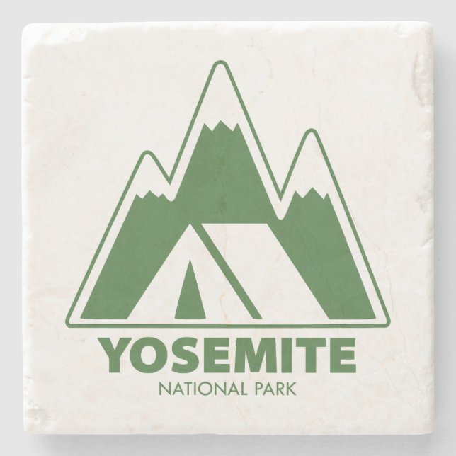 Yosemite National Park Mountains Camping Stone Coaster (Front)