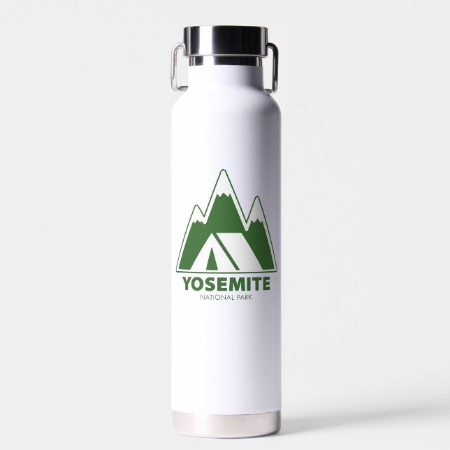 Yosemite National Park Mountains Camping Water Bottle (Front)