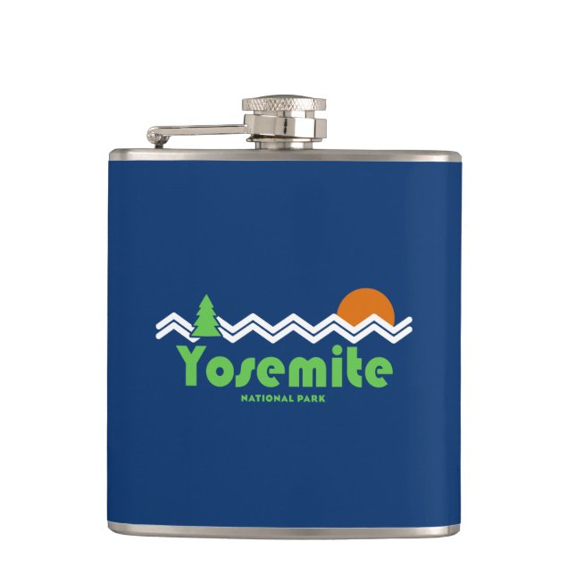 Yosemite National Park Retro Hip Flask (Front)
