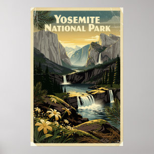 Yosemite National Park Retro Poster