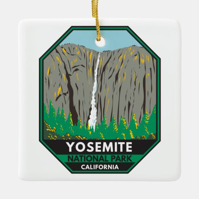 Yosemite National Park Ribbon Falls California  Ceramic Ornament (Front)