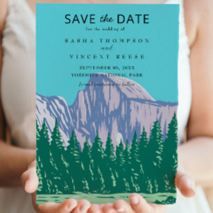 Yosemite National Park Save The Date Retro Invitation