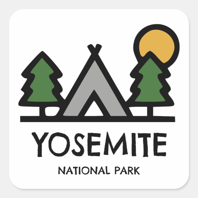 Yosemite National Park Square Sticker (Front)