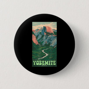 Yosemite National Park Vintage Half-dome, Hiking T 6 Cm Round Badge