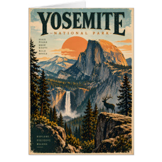 Yosemite National Park Vintage Landscape with Maje