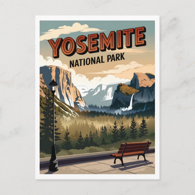 Yosemite National Park vintage Postcard (Front)
