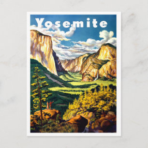 Yosemite national park, vintage travel poster postcard