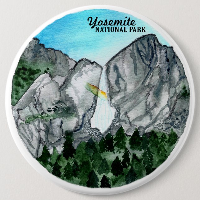 Yosemite National Park Watercolor 6 Cm Round Badge (Front)