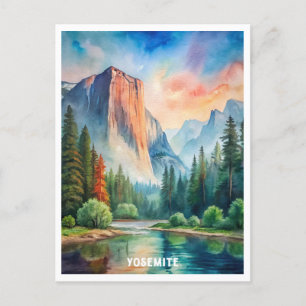 Yosemite National Park Watercolor Painting Postcard