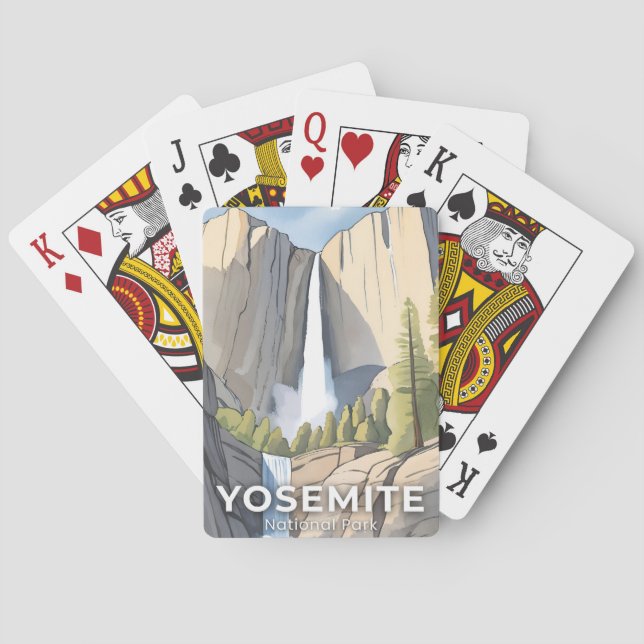 Yosemite National Park | Watercolor Travel Playing Cards (Back)