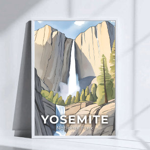 Yosemite National Park   Watercolor Travel Poster