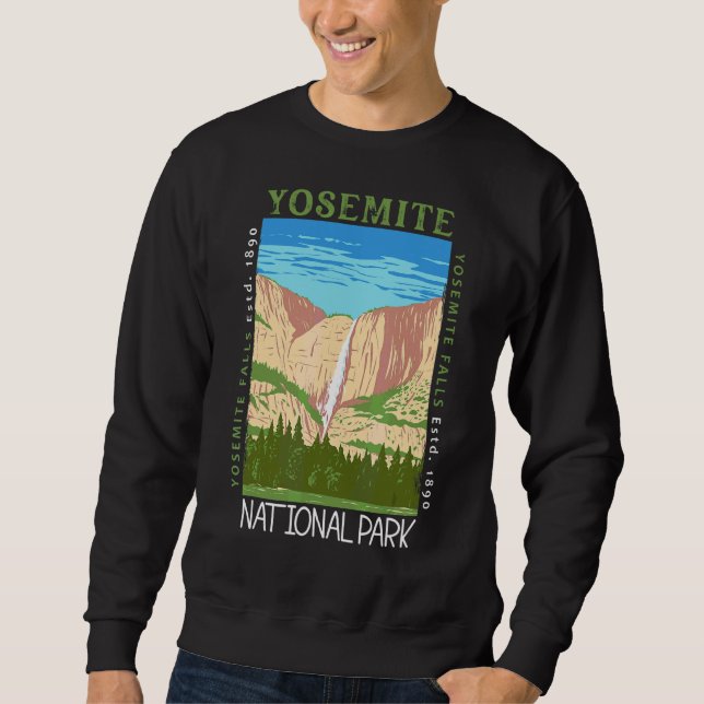 Yosemite National Park Waterfall Distressed Vintag Sweatshirt (Front)