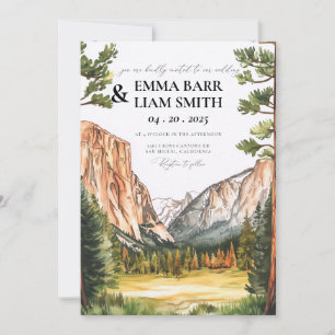 Yosemite National Park Wedding Watercolor Invitation