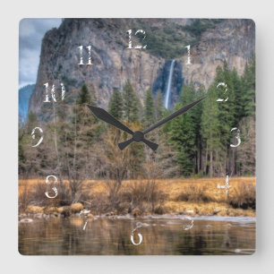 Yosemite Scenic Falls Square Wall Clock