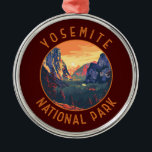 Yosemite Sunset National Park Retro Distressed Metal Tree Decoration<br><div class="desc">Yosemite vector artwork design. The park is famed for its giant,  ancient sequoia trees,  and for Tunnel View,  the iconic vista of towering Bridalveil Fall and the granite cliffs of El Capitan and Half Dome.</div>
