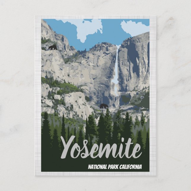 Yosemite Travel Poster National Park Postcard (Front)