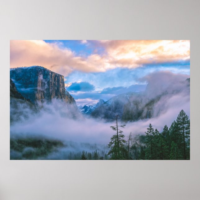 Yosemite Tunnel View with Fog Poster (Front)