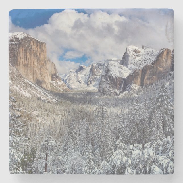 Yosemite Valley in Snow Stone Coaster (Front)