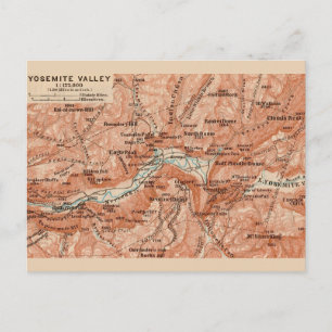  Yosemite Valley Map Postcard