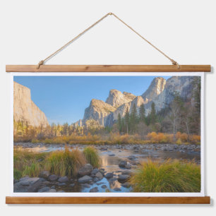 Yosemite Valley Mountain Landscape in Evening Hanging Tapestry