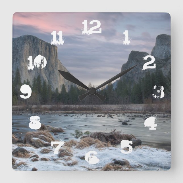 Yosemite Valley Square Wall Clock (Front)