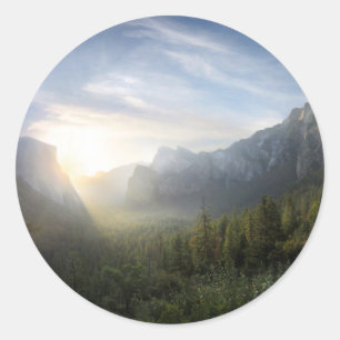 Yosemite Valley Sunrise from Inspiration Point Classic Round Sticker