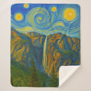 Yosemite Valley Yosemite National Park ala van Gog Sherpa Blanket
