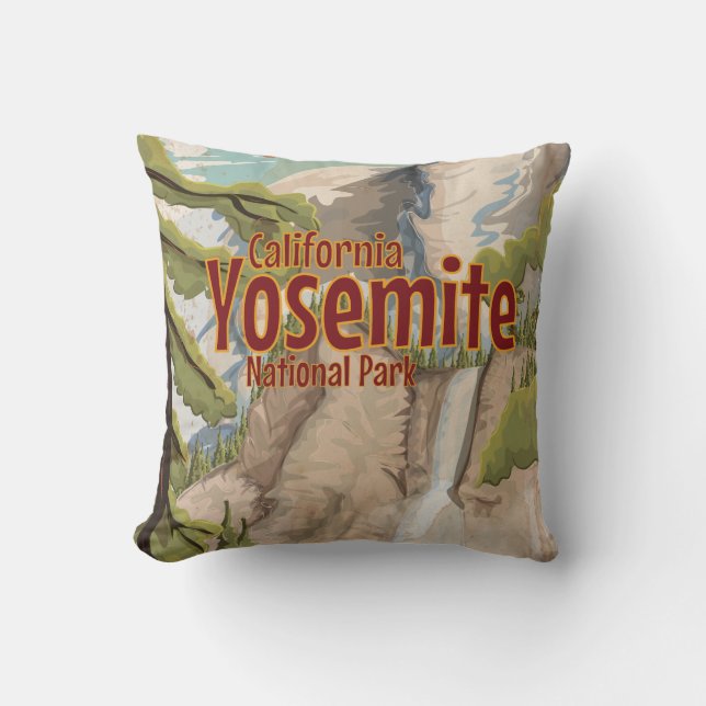 Yosemite Vintage Poster Cushion (Front)