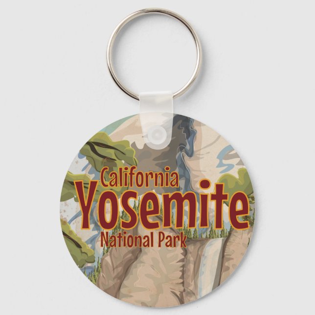 Yosemite Vintage Poster Key Ring (Front)