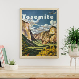 Yosemite vintage poster, Travel Poster