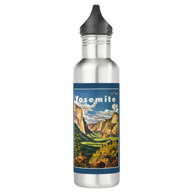 Yosemite Vintage Travel custom name water bottles (Left)
