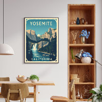 Yosemite Waterfall California Vintage Retro