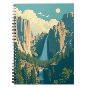 Yosemite Waterfall Vintage Retro  Notebook