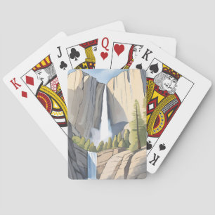 Yosemite Waterfalls National Park Watercolor Playing Cards