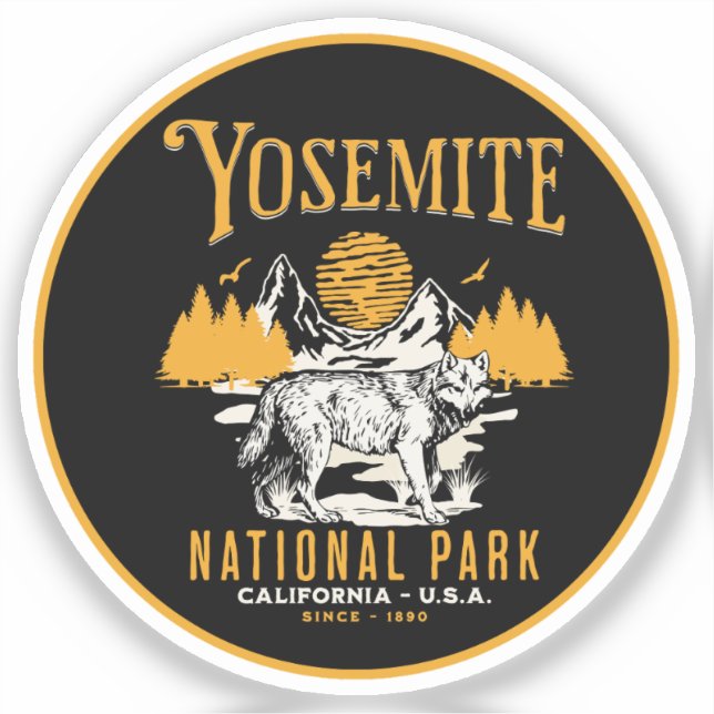 Yosemite Woodland Scenery with Retro Wolf (Front)