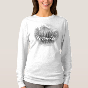 Yosemite's Half Dome in Winter with Yosemite Text T-Shirt