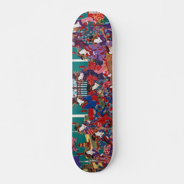 Yoshitora The house of Kinpeiro woodblock triptych Skateboard (Front)