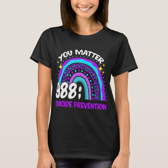 You 988 Suicide Prevention Awareness Leopar  T-Shirt (Front)