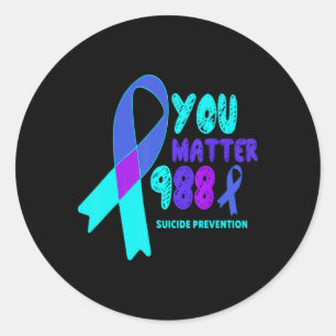 You 988 Suicide Prevention Awareness Rainbo  Classic Round Sticker