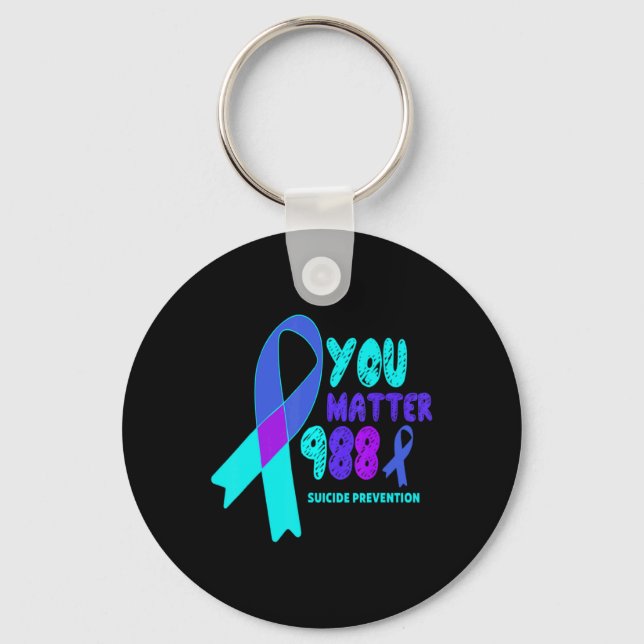 You 988 Suicide Prevention Awareness Rainbo  Key Ring (Front)