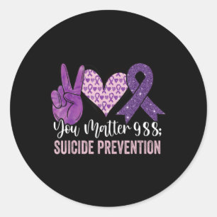 You 988 Suicide Prevention Awareness Ribbon  Classic Round Sticker