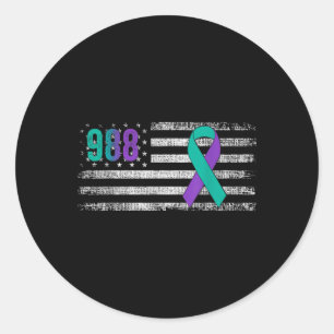 You 988 Suicide Prevention Awareness Ribbon  Classic Round Sticker