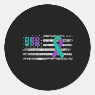 You 988 Suicide Prevention Awareness Ribbon Classic Round Sticker