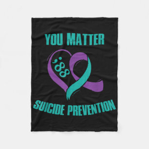 You 988 Suicide Prevention Awareness Ribbon Comma  Fleece Blanket