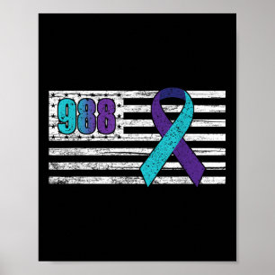 You 988 Suicide Prevention Awareness Ribbon  Poster
