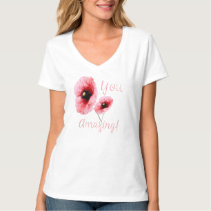 You Amazing Red Floral Women's T-Shirt